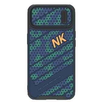 NILLKIN For iPhone 14 Plus Honeycomb Texture PC + TPU Phone Case Drop-proof Cover with Sliding Camera Cover