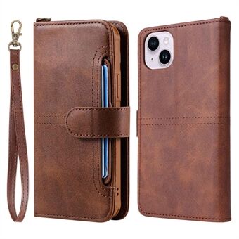 KT Leather Series-4 for iPhone 14 Plus 2-in-1 Detachable TPU Back Cover Full Protection PU Leather Foldable Stand Phone Wallet Shell with Strap