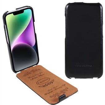 For iPhone 14 Plus Vertical Flip Anti-drop Cell Phone Cover PU Leather Protective Case Imprinted Pattern Crazy Horse Texture Phone Shell