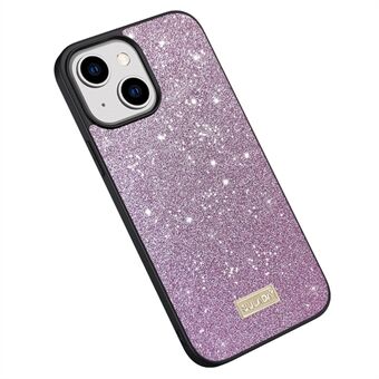 SULADA For iPhone 14 Plus Drop-proof Cell Phone Case PU Leather Coated PC + TPU Glitter Sequins Scratch-resistant Protective Back Cover