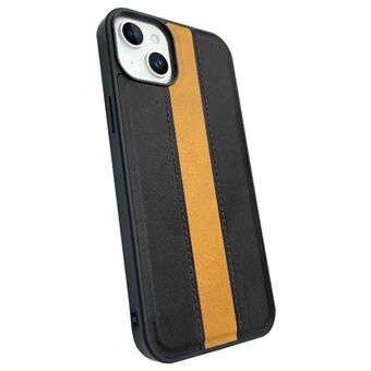 For iPhone 14 Plus Stylish Contrast Color PU Leather Coated TPU Back Case Anti-drop Protective Cover