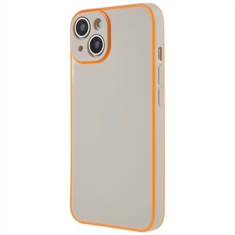 For iPhone 14 Plus Noctilucent Luminous Frame Phone Case Solid Color TPU Scratch-Resistant Back Cover