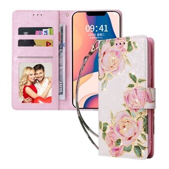 For iPhone 14 Plus RFID Blocking Phone Wallet Stand Case Lacquered Magnetic Clasp PU Leather Shockproof Cover