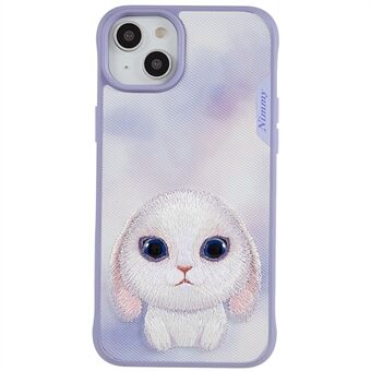 NIMMY Big Eyes Pet Series for iPhone 14 Plus Cartoon Animal Embroidery Cover PU Leather Coated PC + TPU Non-Slip Phone Case