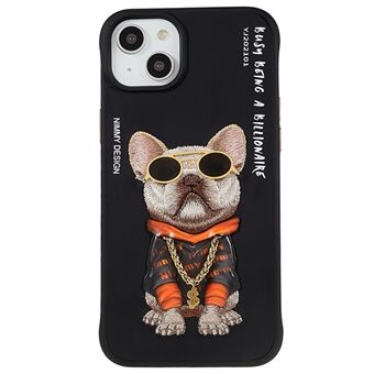 NIMMY Glasses Pet Series for iPhone 14 Plus Embroidery Pet Pattern Phone Case PU Leather + PC + TPU Protective Cover