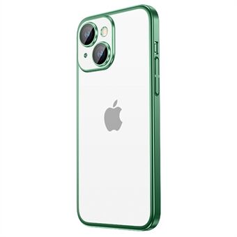 Electroplating Phone Case for iPhone 14 Plus Matte Scratch-resistant Cell Phone Cover with Tempered Glass Camera Lens Film