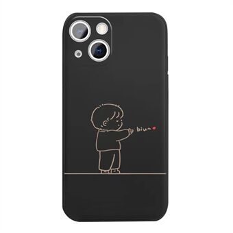 For iPhone 14 Plus Anti-Scratch TPU Phone Case Lovely Couple Design Pattern Printing Shock-Absorption Cover