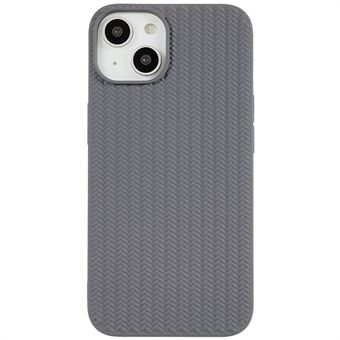 For iPhone 14 Plus Knitted Texture Anti-Slip Phone Case Reinforced Corners Soft TPU Scratch-Resistant Cover