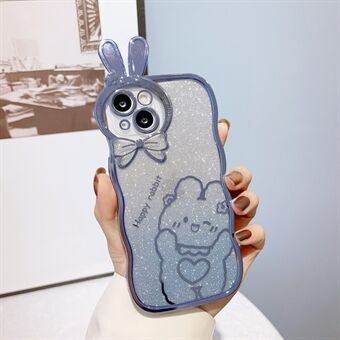 Rabbit Design TPU Case for iPhone 14 Plus Anti-Drop Electroplating Phone Cover Gradient Glitter Protective Case