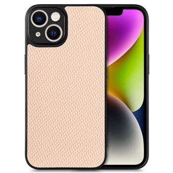 For iPhone 14 Plus Carbon Fiber Texture PU Leather Coated PC+TPU Protective Case Anti-scratch Cell Phone Cover