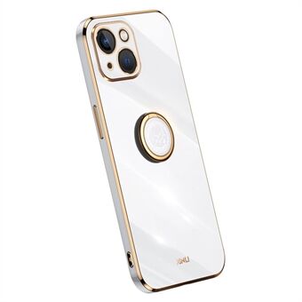 XINLI For iPhone 14 Plus Electroplating TPU Phone Case with Ring Kickstand Protective Phone Cover