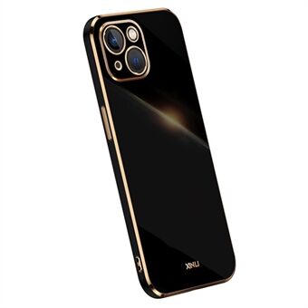 XINLI For iPhone 14 Plus Electroplating Golden Edge Phone Cover Flexible TPU Anti-scratch Case