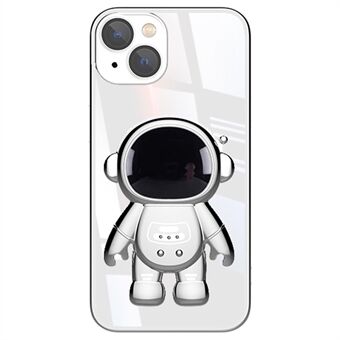 For iPhone 14 Plus Astronaut Shaped Kickstand Phone Case Electroplating Phone Cover with Lens Film