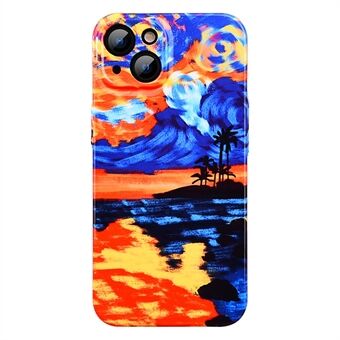 For iPhone 14 Plus Anti-drop Phone Case Sunset Pattern Printing Hard PC Back Cover