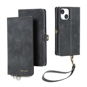 MEGSHI 021 Series For iPhone 14 Plus PU Leather Stand Phone Cover Magnetic Detachable Wallet Drop-proof Phone Case