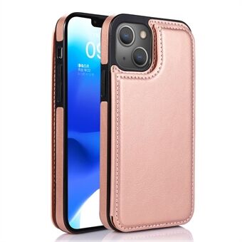 For iPhone 14 Plus PU Leather Coated TPU Phone Case Crazy Horse Texture Card Holder Kickstand Cover