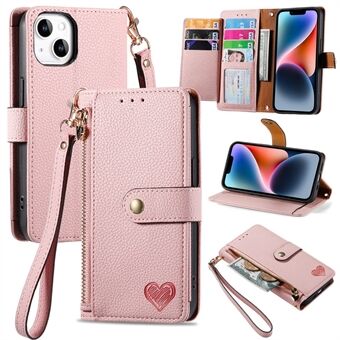 Zipper Pocket RFID Blocking Case for iPhone 14 Plus , Stand PU Leather Phone Wallet Cover