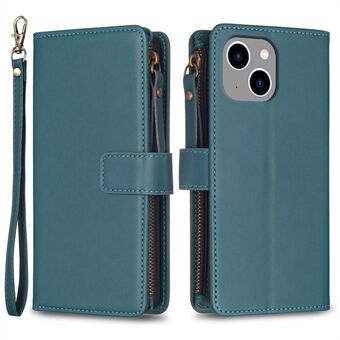 BF Style-19 for iPhone 14 Plus Wallet PU Leather Case Stand Zipper Pocket Drop-proof Phone Cover