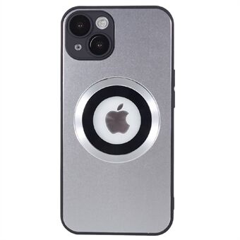 For iPhone 14 Plus AG Matte Magnetic Phone Case Logo View Aluminum Alloy Ring TPU Phone Cover