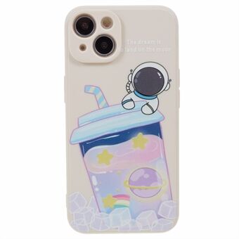 For iPhone 14 Plus Cartoon Astronaut Pattern Printing Soft TPU Cover Fall Proof Phone Case