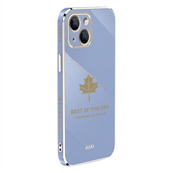 For iPhone 14 Plus Straight Edge TPU Anti-drop Cover Maple Leaf 6D Electroplating Phone Case