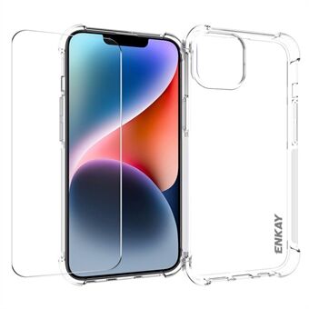 ENKAY HAT PRINCE For iPhone 14 Plus Anti-drop TPU Phone Case with High Aluminium-silicon Glass Screen Film