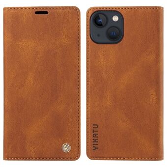 YIKATU YK-004 Leather Cover for iPhone 14 Plus Skin-touch Anti-drop Wallet Stand Phone Case