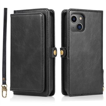 Protective Case for iPhone 14 Plus Anti-Drop Detachable 2-in-1 TPU+PU Phone Case with Strap