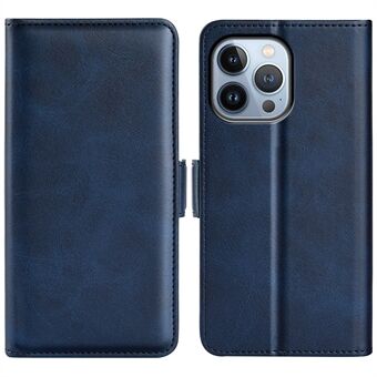 For iPhone 14 Pro Max 6.7 inch Textured PU Leather Wallet Case Double Magnetic Clasp Durable Shockproof Stand Flip Cover