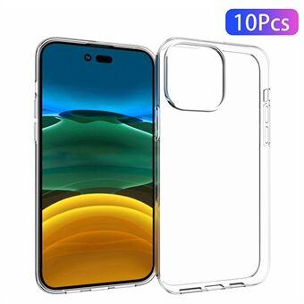 For iPhone 14 Pro Max 6.7 inch 10Pcs/Pack Clear TPU Phone Back Case Inner Watermark-Free Protective Cover