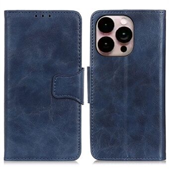 For iPhone 14 Pro Max 6.7 inch Full Coverage Phone Case Crazy Horse Texture Phone Protection Split Leather Case Viewing Stand Flip Wallet Shockproof Shell