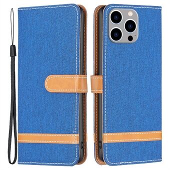 For iPhone 14 Pro Max 6.7 inch BF Leather Series-2 All-around Protection Magnetic Splicing Leather Phone Case Jeans Cloth Texture Cell Phone Shell with Stand Wallet