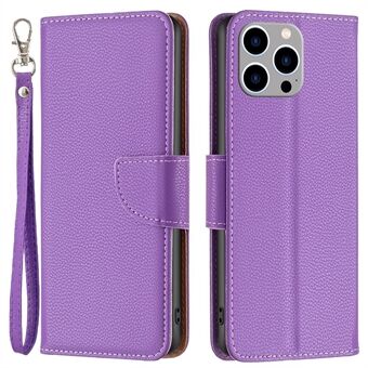 BF Leather Case Series-3 for iPhone 14 Pro Max 6.7 inch Solid Color Well-protected Litchi Texture PU Leather Full Coverage Phone Case with Stand Wallet