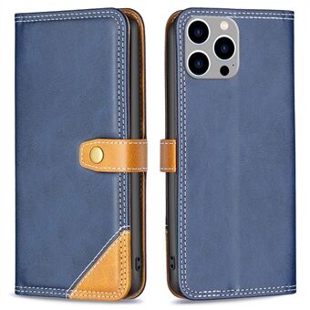 BINFEN COLOR BF Leather Series-8 for iPhone 14 Pro Max 6.7 inch Anti-fall Shockproof Phone Cover 12 Style Double Stitching Lines Splicing Leather Phone Case Card Holder Stand Cover