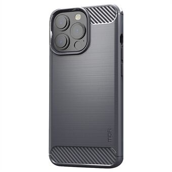 MOFI for iPhone 14 Pro Max 6.7 inch Slim Fit Carbon Fiber Texture Soft TPU Back Cover Brushed Surface Anti-oil Phone Case