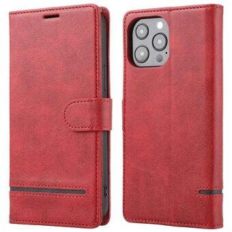 For iPhone 14 Pro Max 6.7 inch Shockproof Splicing Leather Case Wallet Stand Anti-scratch Magnetic Closure Protective Shell