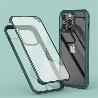 For iPhone 14 Pro Max Anti-scratch HD Clear Phone Case Detachable 2-in-1 Double-sided Tempered Glass Phone Cover