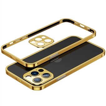 For iPhone 14 Pro Max Electroplating Metal Frame Aluminium Alloy Phone Protective Case + Camera Lens Cover