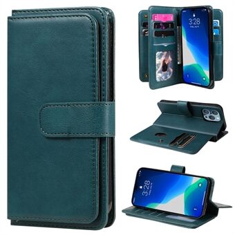 KT Multi-functional Series-1 for iPhone 14 Pro Max 6.7 inch Shockproof PU Leather Magnetic Phone Case Viewing Stand Wallet with 10-Card Slots