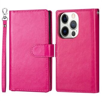 For iPhone 14 Pro Max 6.7 inch Detachable Leather Cover Shockproof Stand Wallet Phone Case with 9 Card Slots