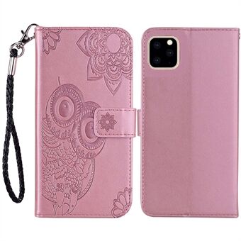 For iPhone 14 Pro Max 6.7 inch Shockproof Flip Wallet Case Stand with Imprinted Owl Flower Pattern Full Protection PU Leather Phone Cover