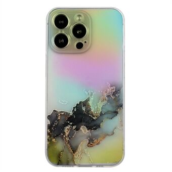 For iPhone 14 Pro Max 6.7 inch Colorful Laser Embossing Marble Pattern Phone Cover Soft TPU Protective Case