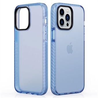 For iPhone 14 Pro Max 6.7 inch Matte Translucent TPU+PC Shell Inner Texture Design Wear-resistant Phone Case