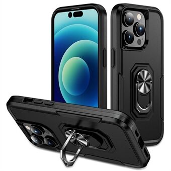 Defender Series for iPhone 14 Pro Max 6.7 inch Ring Kickstand Phone Case PC + TPU Well-protected Hybrid Cover