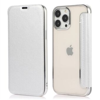 For iPhone 14 Pro Max 6.7 inch PU Leather Folio Flip Case Card Slot Clear Soft TPU Back Stand Electroplating Shell