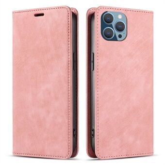 For iPhone 14 Pro Max 6.7 inch Shockproof PU Leather Wallet Case Magnetic Absorption Phone Cover with Viewing Stand