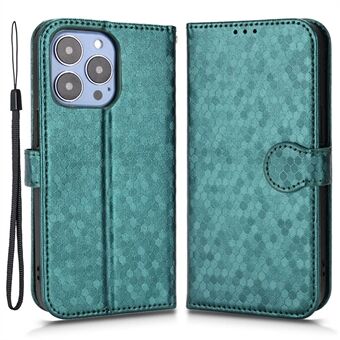 For iPhone 14 Pro Max 6.7 inch Magnetic Clasp Dot Pattern Imprinted Phone Cover Shockproof Leather Stand Wallet Case