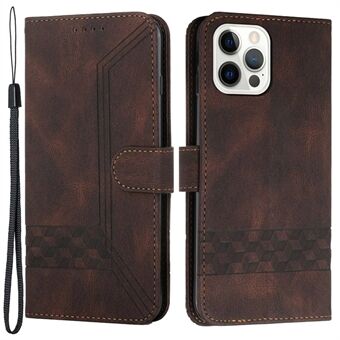 For iPhone 14 Pro Max 6.7 inch YX0010 Skin-touch Rhombus Lines Imprinted Phone Case PU Leather Stand Wallet Cover