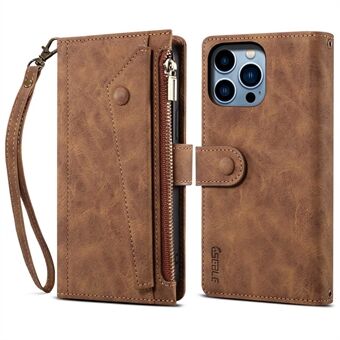 Star Series Drop-proof Phone Case For iPhone 14 Pro Max 6.7 inch, Multi-functional Zipper Pocket Phone Cover Wallet Stand