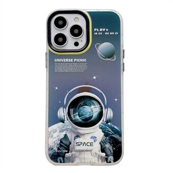 For iPhone 14 Pro Max 6.7 inch Laser Effect Spaceman Pattern Phone Case Detachable Lens Frame Hard PC Back Cover